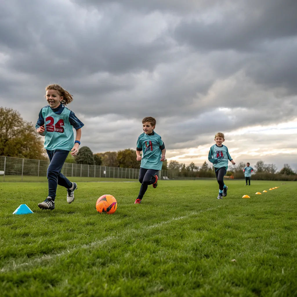 Kids in a football training session
