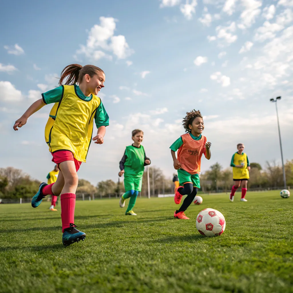 Kids during soccer training
